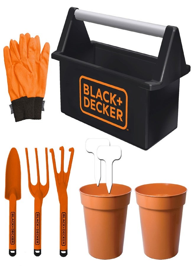 BLACK+DECKER Black & Decker Open Garden Toolbox Complete with Eight Piece Garden Tools Set for Kids - Image 1